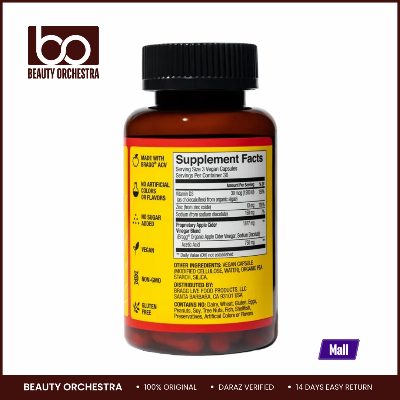 Picture of Bragg Apple Cider Vinegar Capsules - Vitamin D3 & Zinc - 750mg of Acetic Acid - 90 Capsules