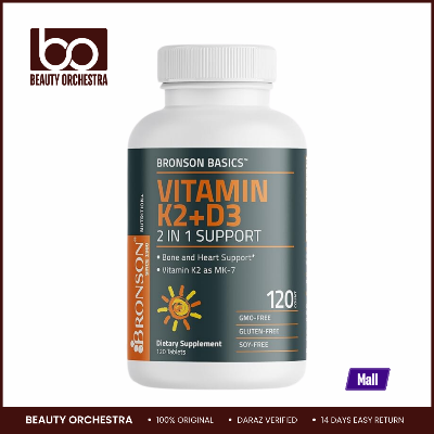 Picture of Bronson  Basics Vitamin K2 + D3 5,000 IU (125 mcg) - 120 Capsules (D3 K2 - USA)