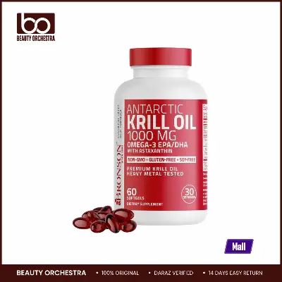Picture of Bronson Antarctic Krill Oil 1000 mg with Omega-3s EPA, DHA, Astaxanthin and Phospholipids 60 Softgels