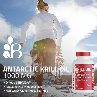 Picture of Bronson Antarctic Krill Oil 1000 mg with Omega-3s EPA, DHA, Astaxanthin and Phospholipids 60 Softgels