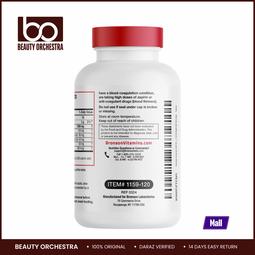 Picture of Bronson Antarctic Krill Oil 2000mg - 120 Softgels