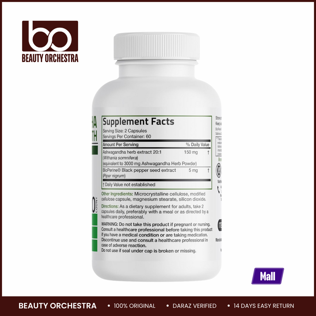 Picture of Bronson Ashwagandha Extra Strength 3000 mg - 120 Veg Capsules