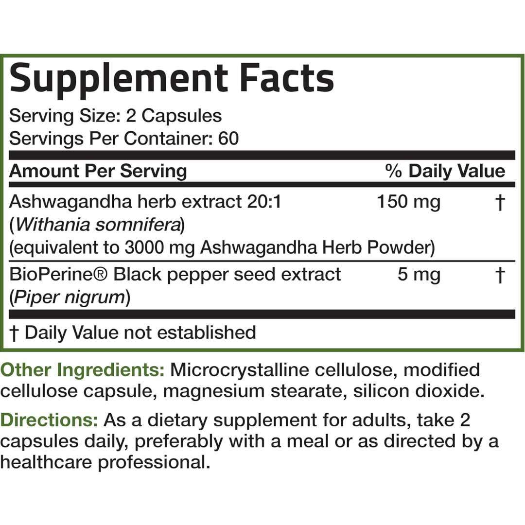 Picture of Bronson Ashwagandha Extra Strength 3000 mg - 120 Veg Capsules