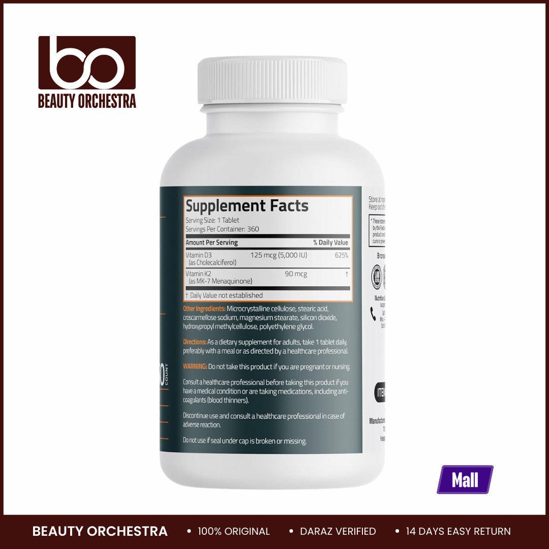 Picture of Bronson Basics Vitamin K2+D3 (MK7) Supplement - 360 Tablets