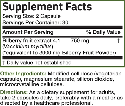 Picture of Bronson Bilberry Extra Strength Vaccinium Myrtillus, Promotes Eye Health and Supports Healthy Vision - Non-GMO, 60 Vegetarian Capsules