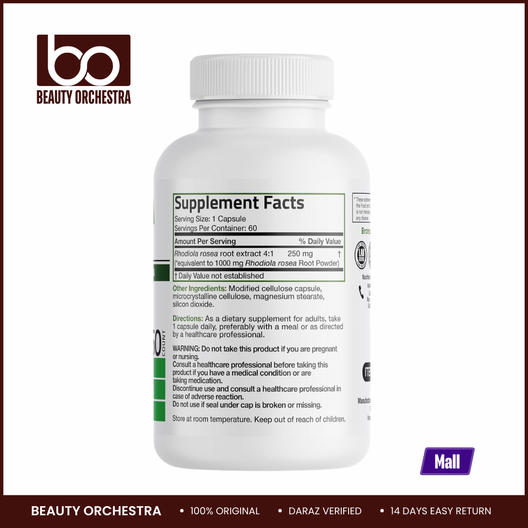 Picture of Bronson Rhodiola Rosea Extra Strength - 60 Vegetarian Capsules