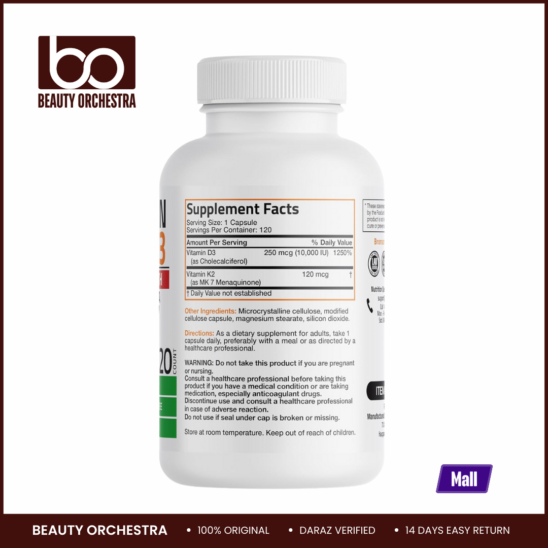 Picture of Bronson Vitamin K2 + D3 Extra Strength - 120 Capsules