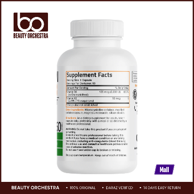 Picture of Bronson Vitamin K2 MK-7 Plus Vitamin D3 - 60 Capsules (D3 5000iu & K2 90mcg)