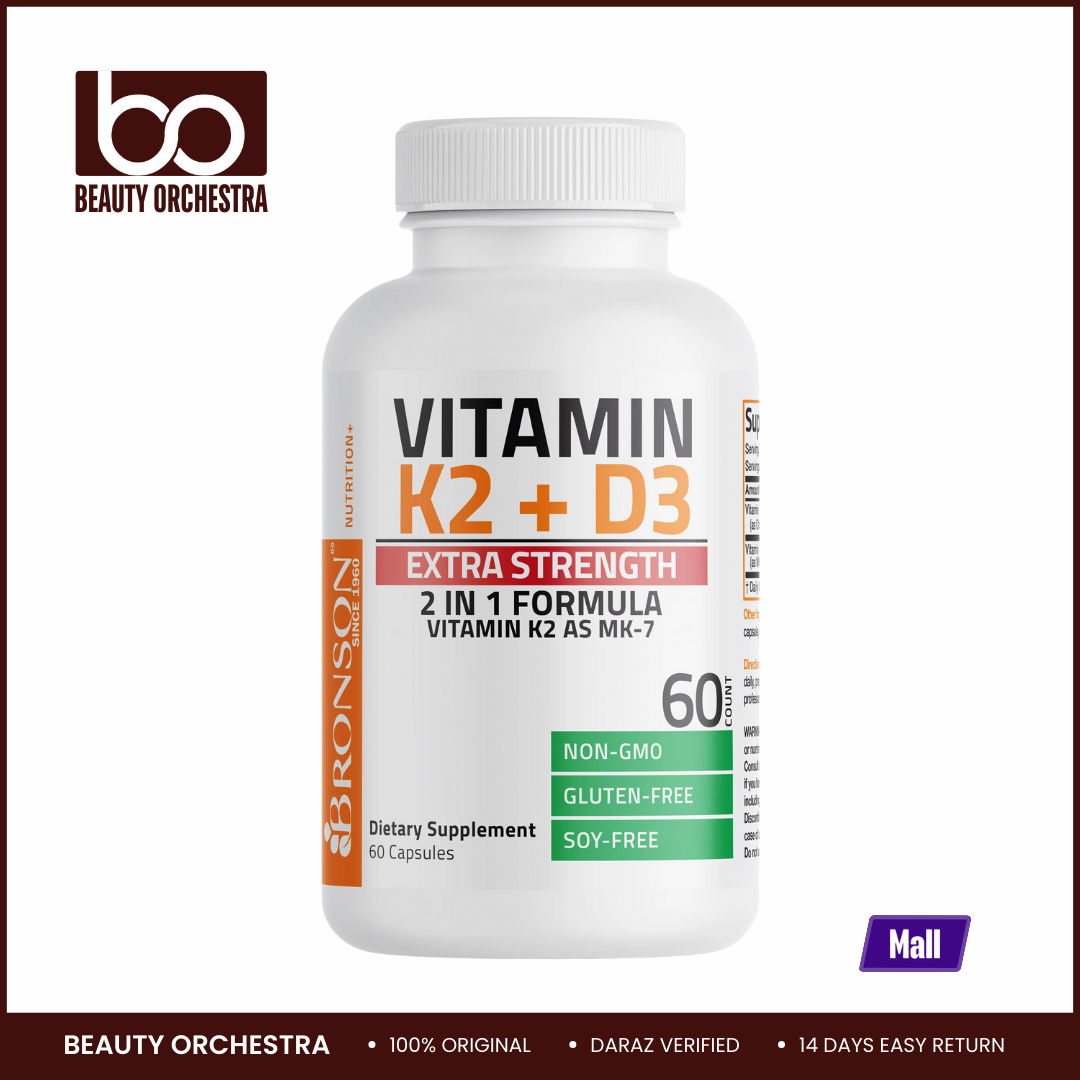 Picture of Bronson Vitamin K2 MK-7 Plus Vitamin D3 Extra Strength - 60 Capsules
