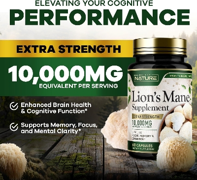 Picture of Built by Nature Lions Mane 10,000mg Extra Strength - 60 Capsules