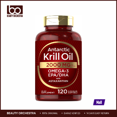 Picture of Carlyle Antarctic Krill Oil 2000 mg 120 Softgels Omega-3 EPA DHA with Astaxanthin Supplement Sourced from Red Krill