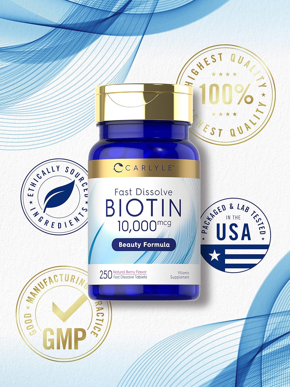 Picture of Carlyle Biotin 10000mcg 250 Fast Dissolve Tablets