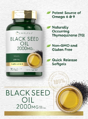 Picture of Carlyle Black Seed Oil Softgel Capsules 2000mg 70 Softgels
