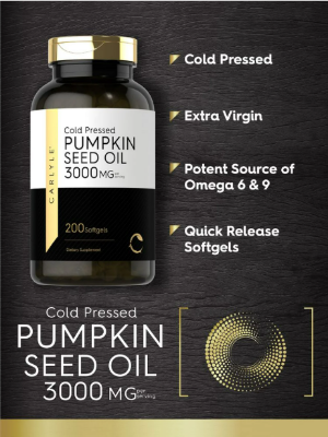 Picture of Carlyle Cold Pressed Pumpkin Seed Oil | 3000 mg | 200 Softgels