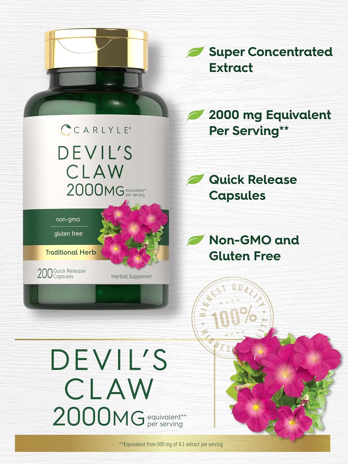 Picture of Carlyle Devils Claw 2000 mg 200 Capsules