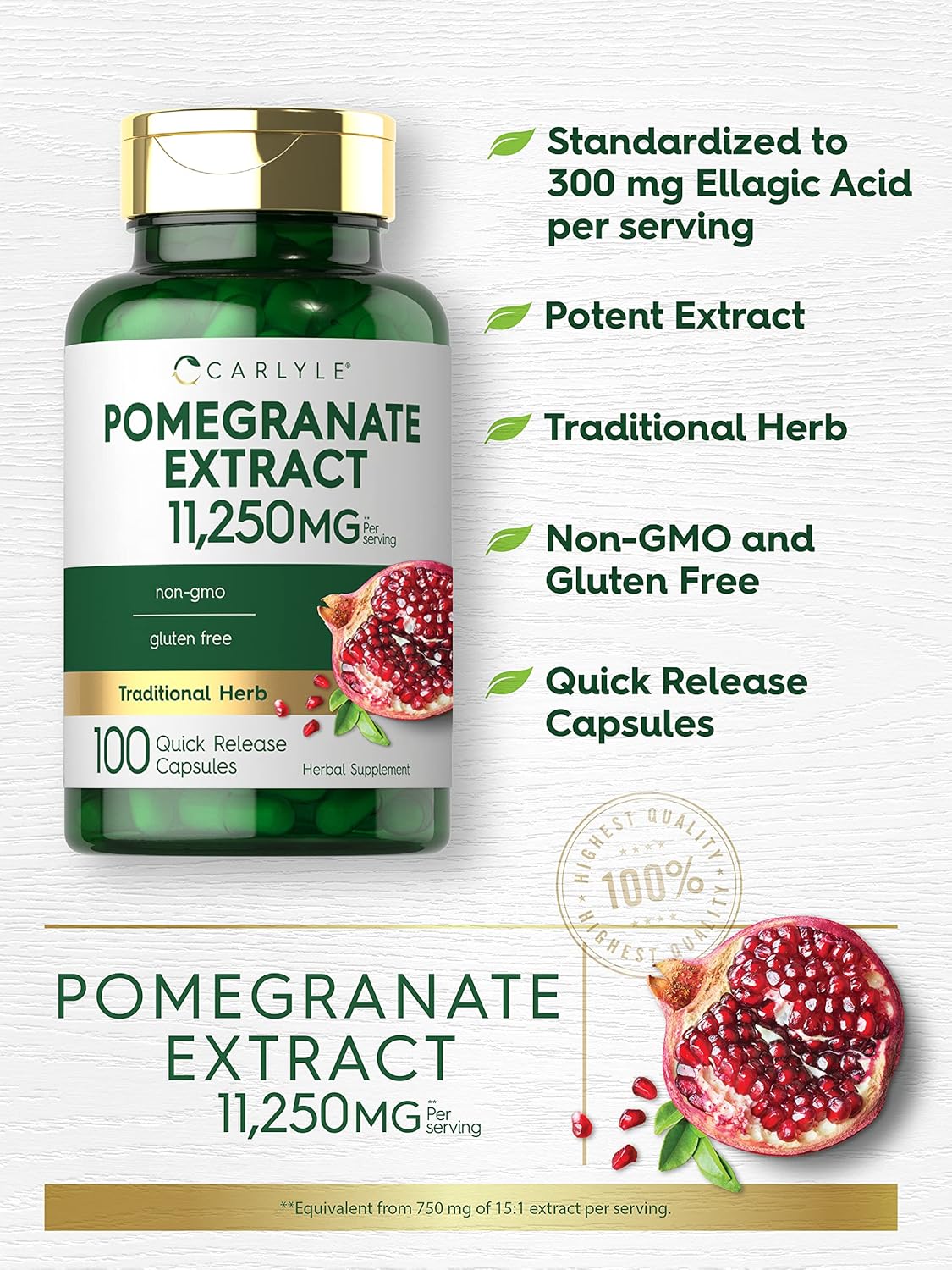 Picture of Carlyle Pomegranate Extract 11250mg 100 Capsules