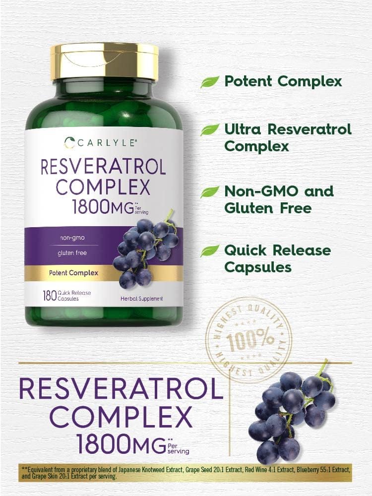 Picture of Carlyle Resveratrol Supplement 1800mg 180 Capsules