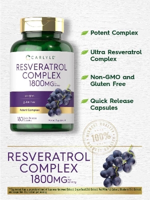 Picture of Carlyle Resveratrol Supplement 1800mg 180 Capsules