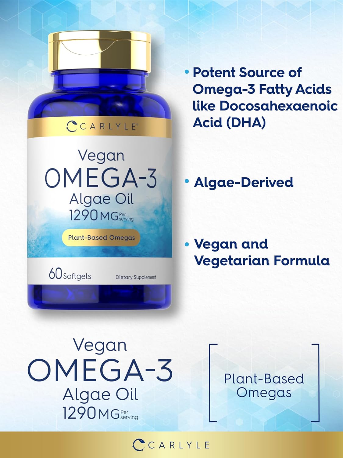 Picture of Carlyle Vegan Omega 3 Algae Oil 1290 mg 60 Softgels