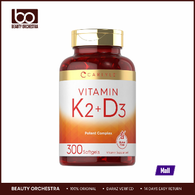 Picture of Carlyle Vitamin K2 and D3 Supplement 200mcg K2 MK7 & 10,000 IU D3 300 Softgels