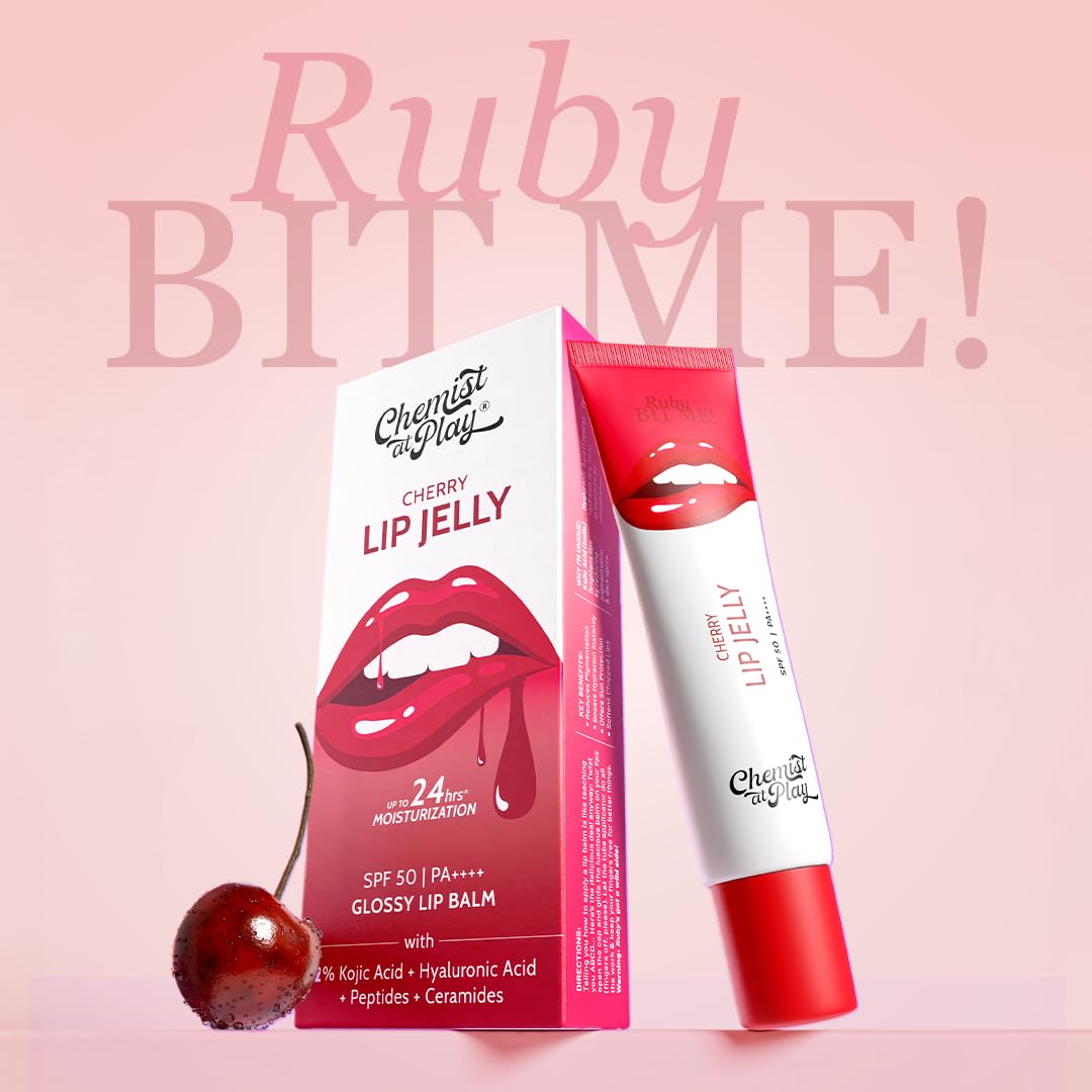 Picture of Chemist At Play Cherry Lip Balm for Dry Chapped & Pigmented Lips Gives 24 hours moisturization SPF 50 PA+++ 10gms