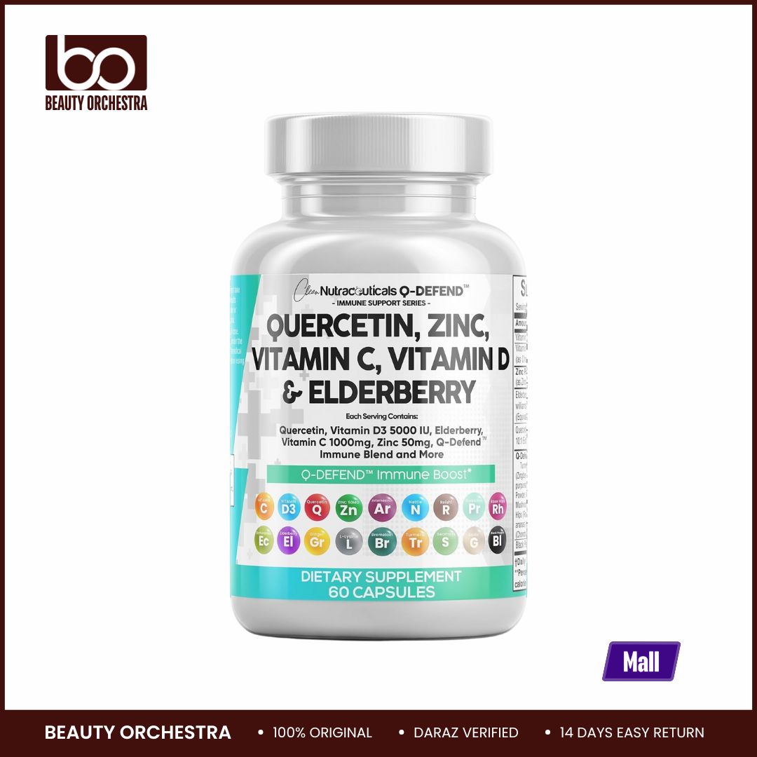 Picture of Clean Nutraceuticals Quercetin Zinc Vitamin C Vitamin D Bromelain Elderberry - 60 Capsules