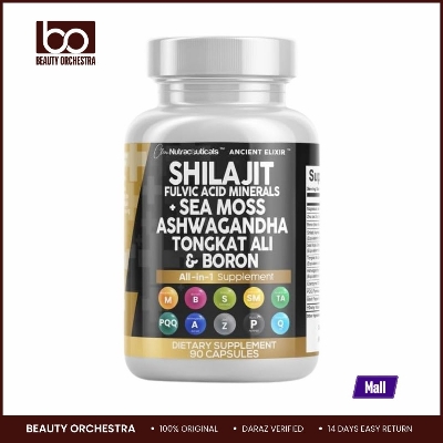 Picture of Clean Nutraceuticals Shilajit Supplement with Sea Moss, Ashwagandha, Tongkat Ali, Boron, Magnesium - Fulvic Acid Capsules for Men - 90 Count