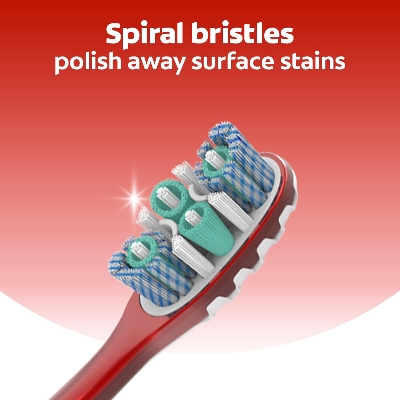 Picture of Colgate 360 Optic White Advanced Whitening Toothbrush, Adult Medium Toothbrush with Whitening Cups, Helps Whiten Teeth and Removes Odor Causing Bacteria, 2 Pack (Made In USA)