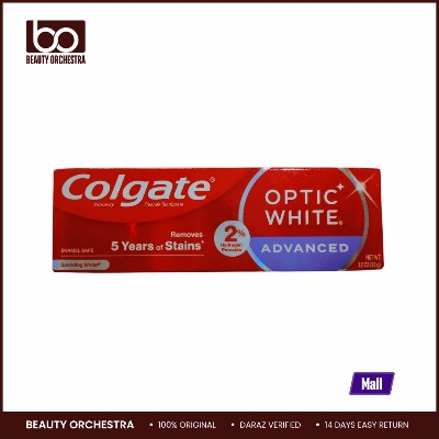 Picture of Colgate Optic White Advanced Hydrogen Peroxide Toothpaste 90gm (USA), Teeth Whitening Toothpaste Pack Enamel-Safe Formula Helps Remove Tea 1 Pack (Made In USA)
