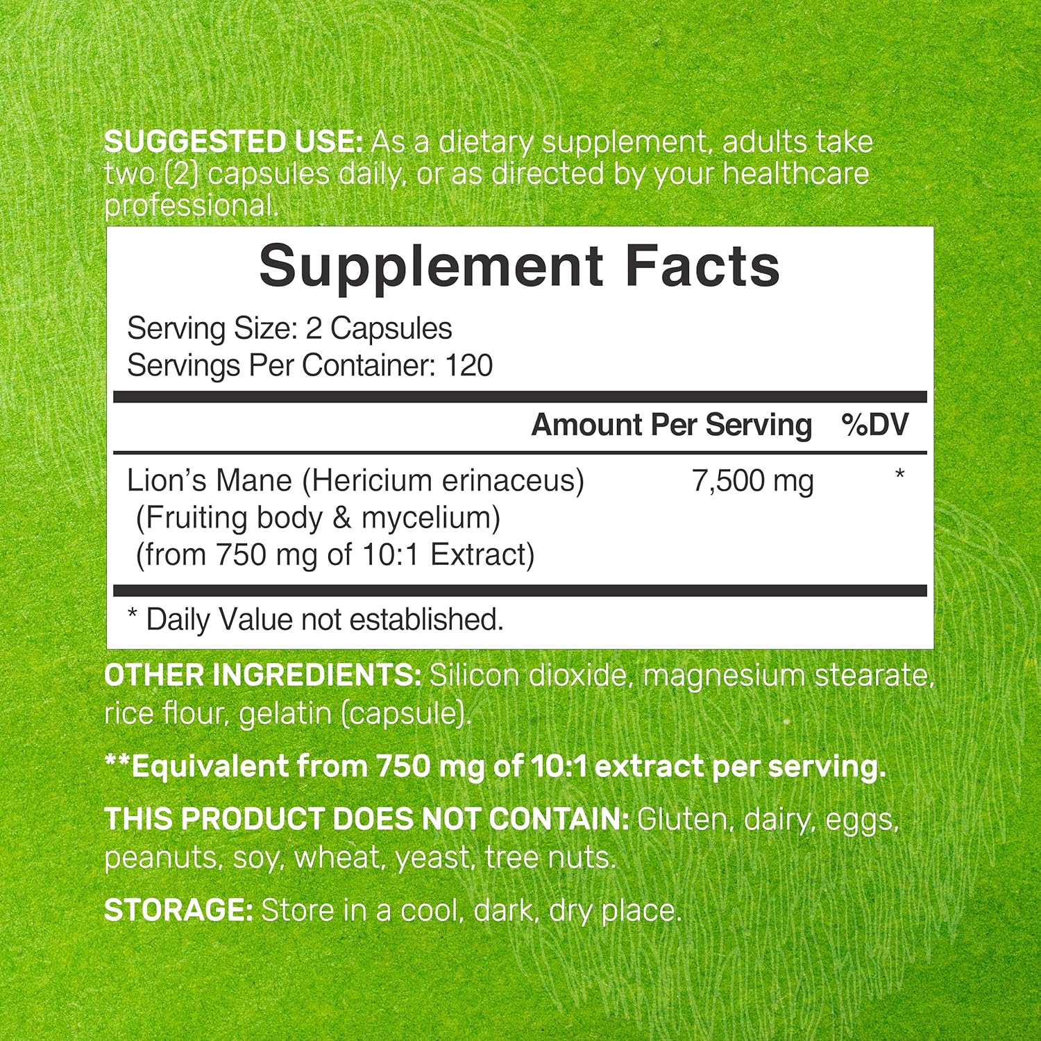 Picture of Deal Supplement Lions Mane Mushroom Supplement 7,500mg Per Serving 240 Capsules