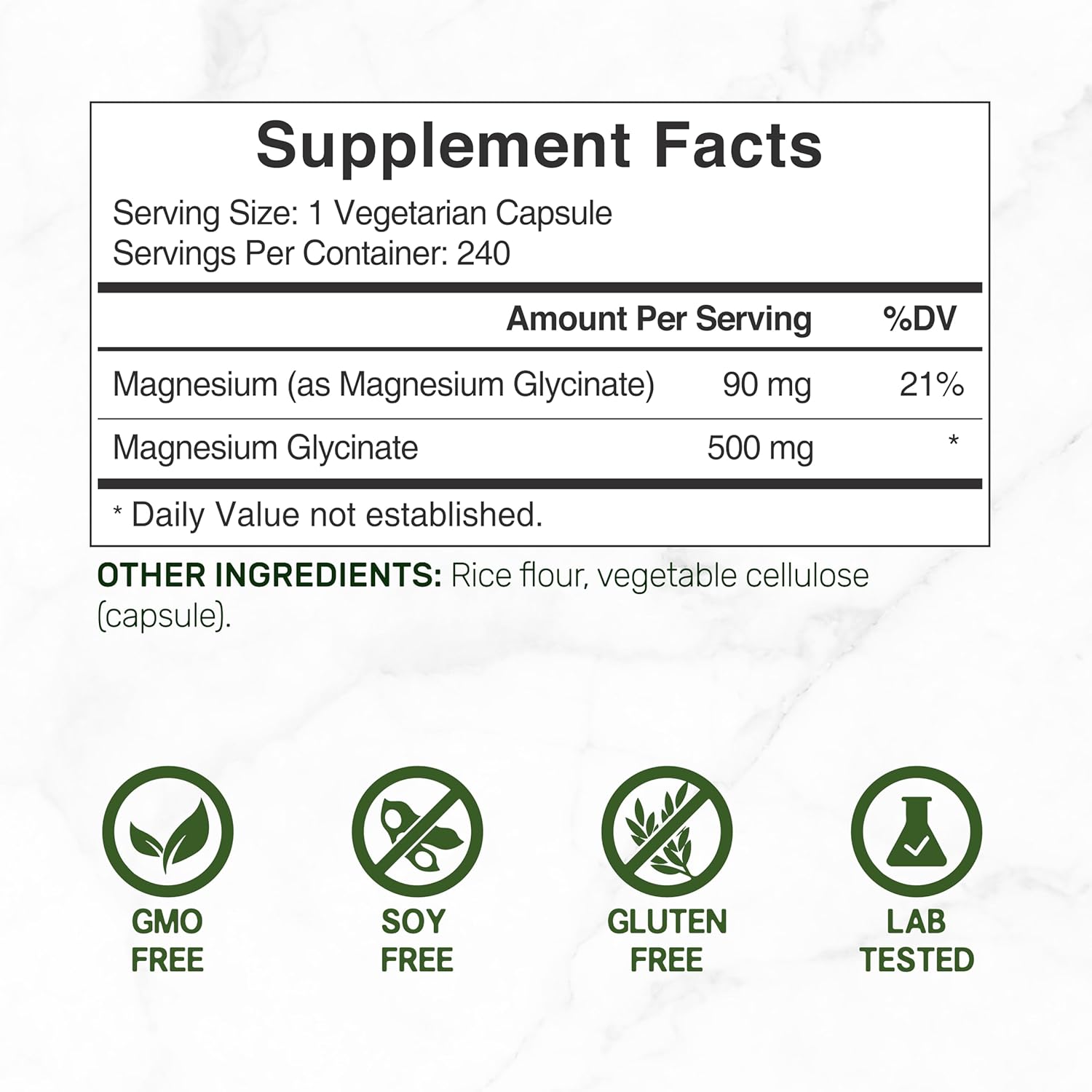 Picture of DEAL SUPPLEMENT Magnesium Glycinate 500mg 240 Veggie Capsules