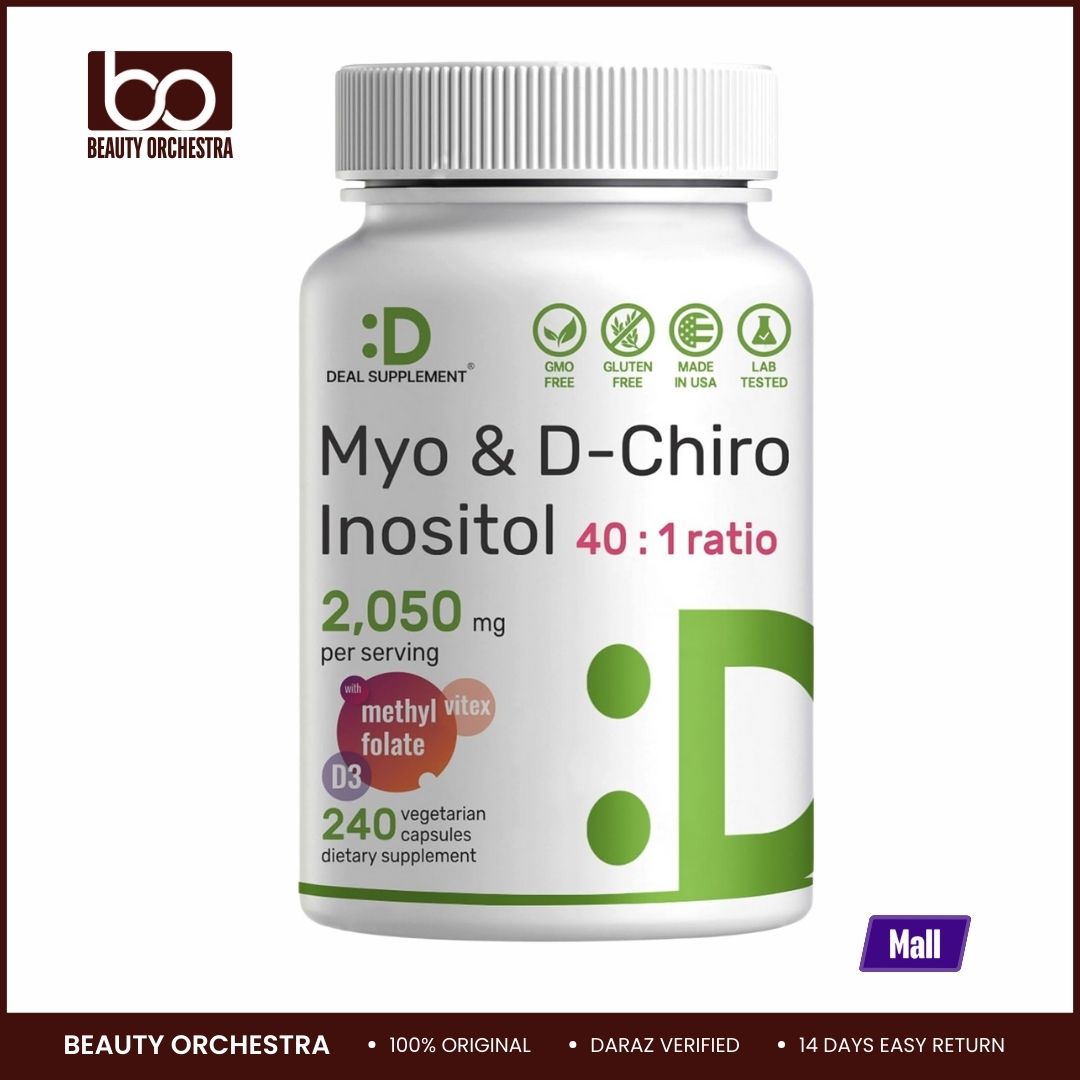 Picture of Deal supplement Myo-Inositol & D-Chiro Inositol Supplement (40:1) 2,050mg Per Serving, 240 Veggie Capsules – with Folate, Vitamin D3, & Vitex Complex – Women Health Supplements – Non-GMO