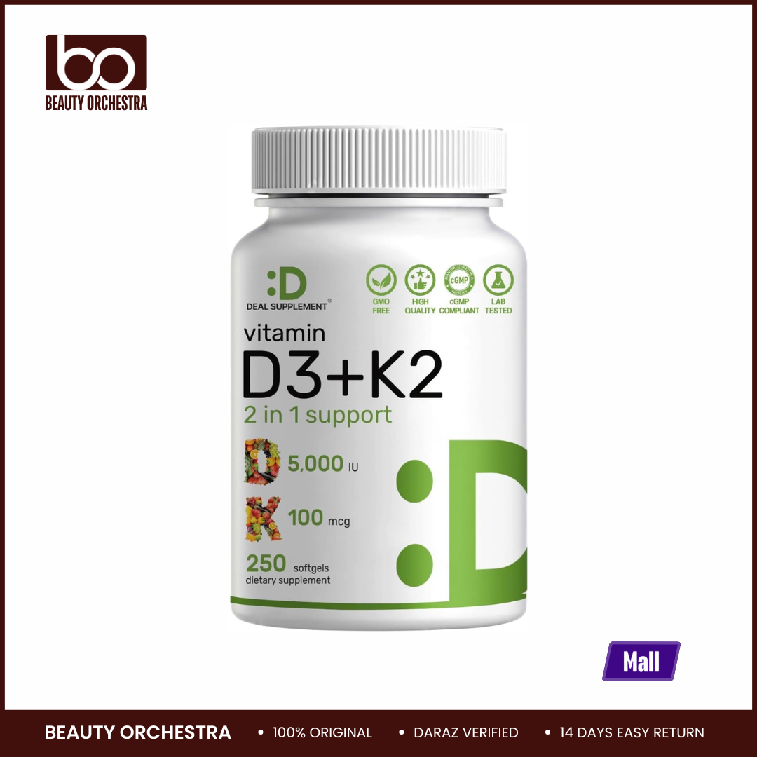 Picture of DEAL SUPPLEMENT Vitamin D3 5,000 IU + K2 MK7 Supports Heart Bone Teeth & Immune Health 250 Softgels