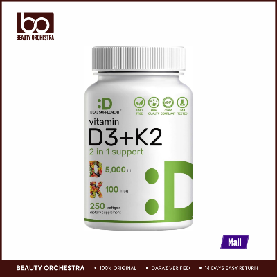 Picture of DEAL SUPPLEMENT Vitamin D3 5,000 IU + K2 MK7 Supports Heart Bone Teeth & Immune Health 250 Softgels