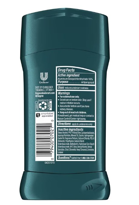 Picture of Degree Men Advanced 72H Body Heat Activated Sport Defense Antiperspirant Deodorant 2.7 oz - 76 g