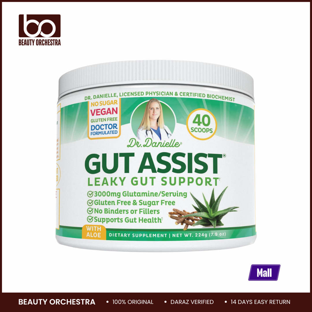 Picture of Doctor Danielle Gut Assist - Leaky Gut Repair Supplement Powder - Glutamine, Arabinogalactan, Licorice Root - Supports IBS, Heartburn, Bloating, Gas, Constipation - 224 g