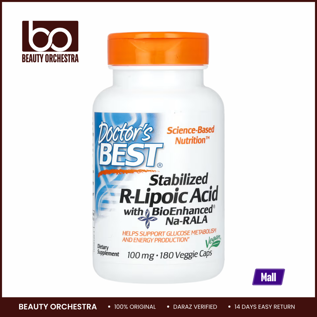 Picture of Doctor’s Best Stabilized R-Lipoic Acid with BioEnhanced Na-RALA 100 mg – 180 VegCaps