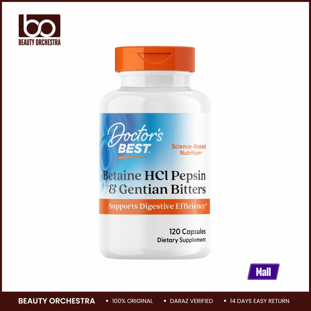 Picture of Doctor's Best Betaine HCI Pepsin & Gentian Bitters Digestive Enzymes for Protein Breakdown & Absorption 120 Capsules
