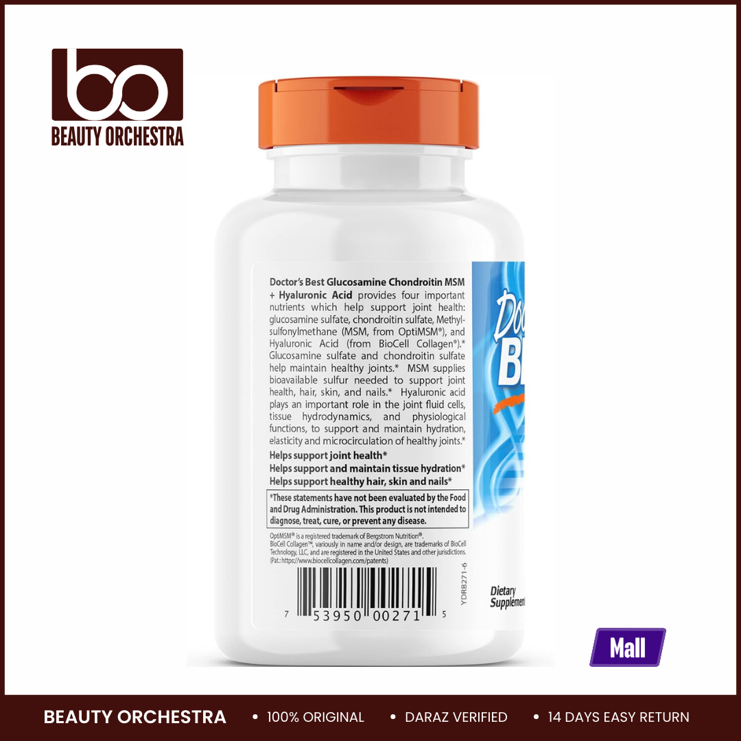 Picture of Doctor's Best Glucosamine Chondroitin MSM + Hyaluronic Acid - 150 Veggie Capsules