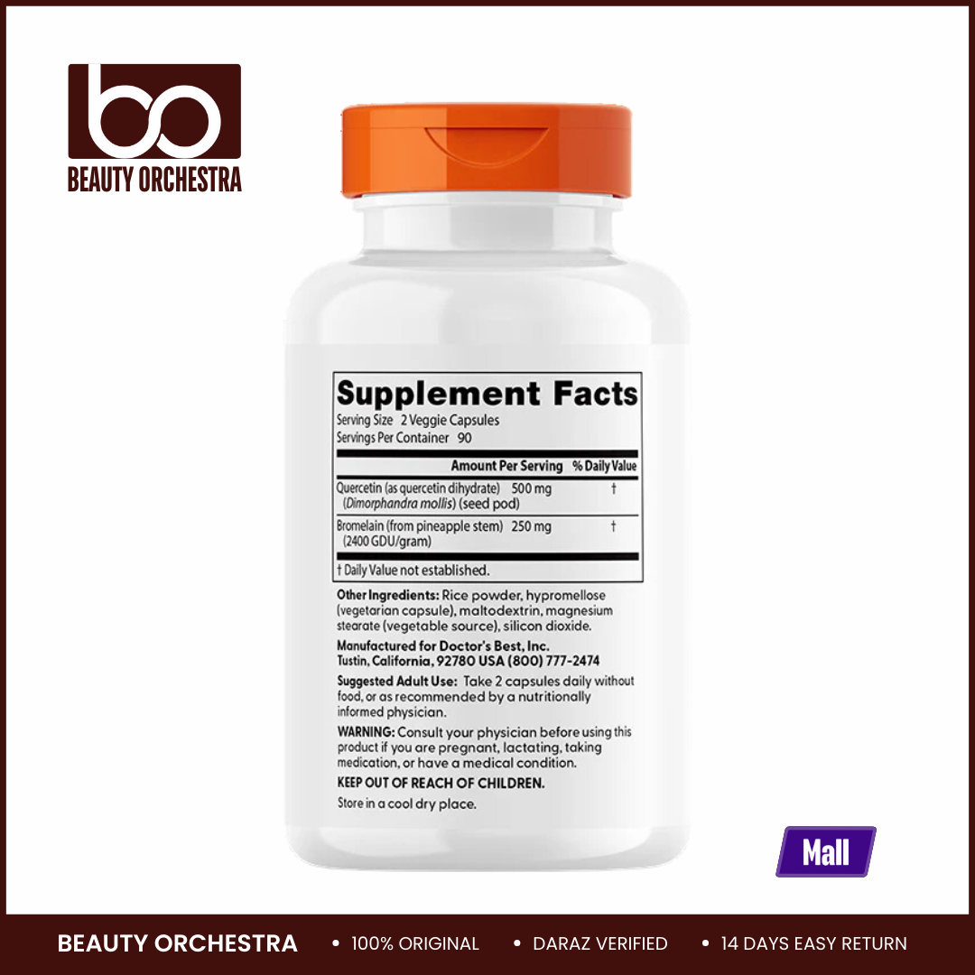 Picture of Doctor's Best Quercetin Bromelain - 180 Veggie Capsules