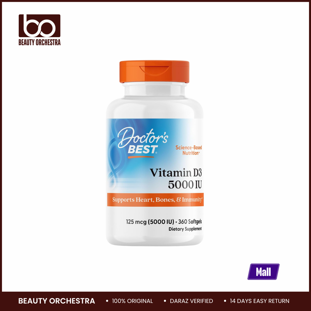 Picture of Doctor's Best Vitamin D3 5,000 IU for Healthy Bones, Teeth, Heart and Immune Support 360 Sofgels