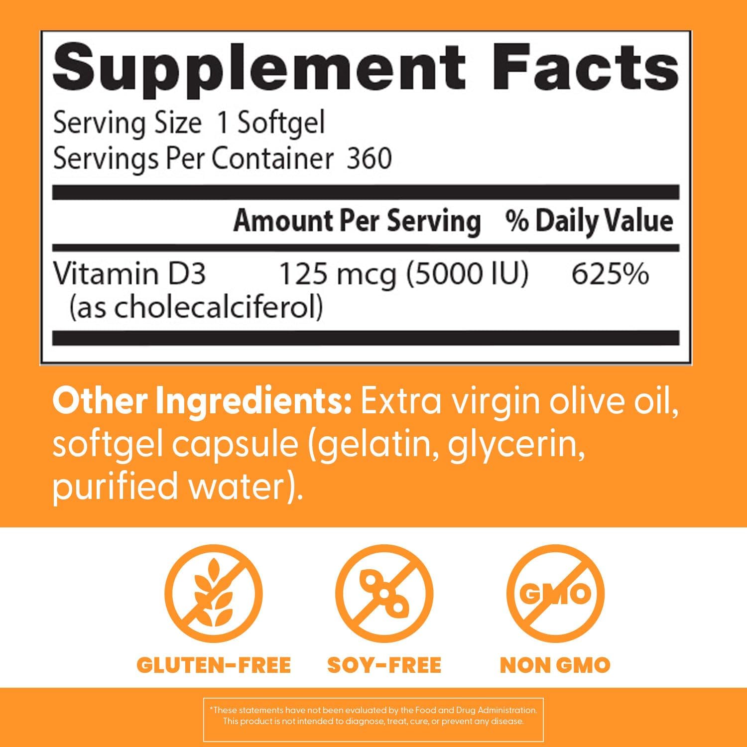 Picture of Doctor's Best Vitamin D3 5,000 IU for Healthy Bones, Teeth, Heart and Immune Support 360 Sofgels