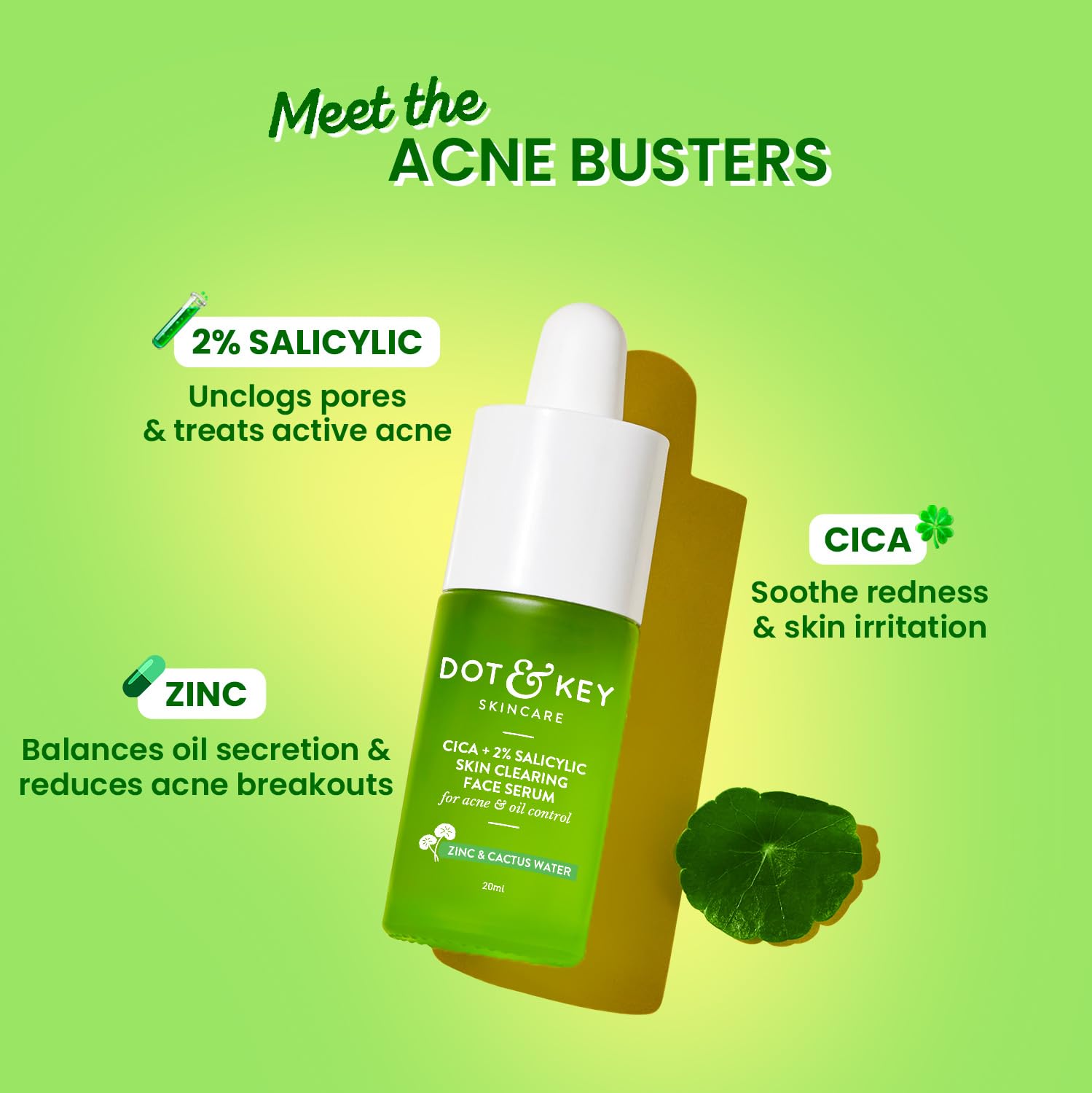 Picture of Dot & Key 2% Salicylic Acid + Cica (Centella) Anti Acne Serum with Zinc Salicylic for Acne and Dark Spots 30 ml