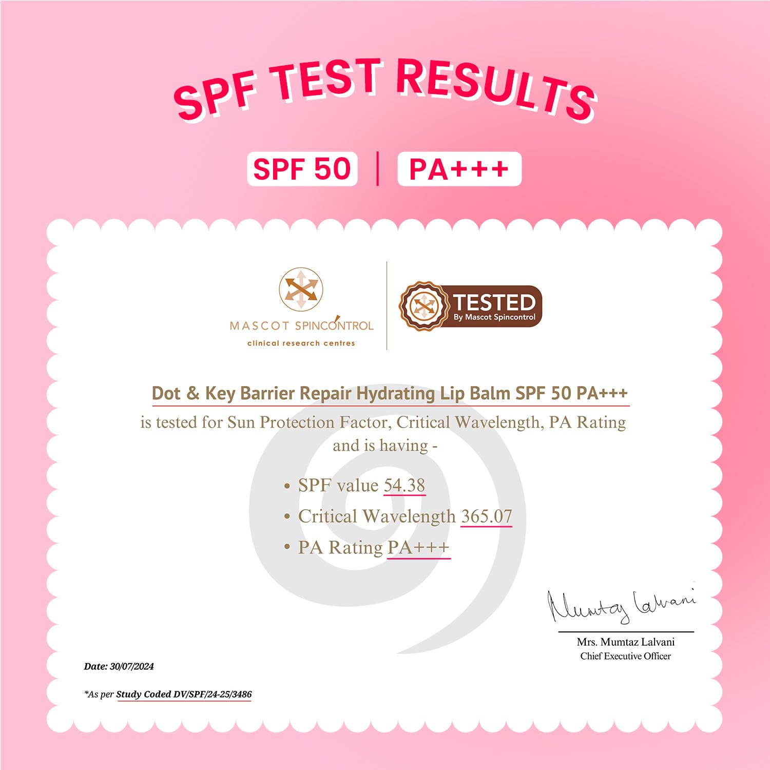 Picture of Dot & Key Barrier Repair Hydrating Lip Balm SPF 50 Strawberry Red Repairs Damaged Lip Barrier High Tinted 4.5 gm