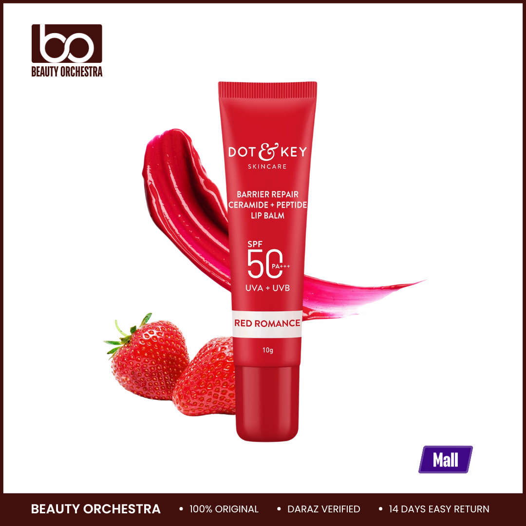 Picture of DOT & KEY Ceramide&Peptide Barrier Repair Lip Balm Spf 50,Pa+++|Red Romance|Uva/Uvb Lip Protection Soft Tinted Lip Moisturizer Boosts Collagen&Instantly Plumps Lip Prevents Pigmentation 10Gm