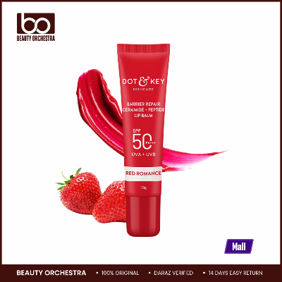 Picture of DOT & KEY Ceramide&Peptide Barrier Repair Lip Balm Spf 50,Pa+++|Red Romance|Uva/Uvb Lip Protection Soft Tinted Lip Moisturizer Boosts Collagen&Instantly Plumps Lip Prevents Pigmentation 10Gm