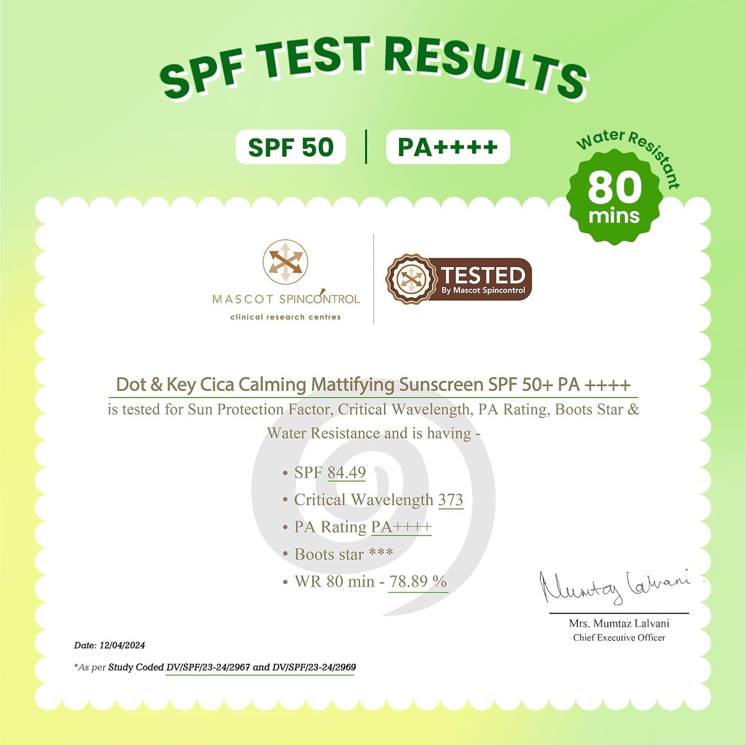 Picture of Dot & Key CICA Calming Mattifying Sunscreen SPF 50 PA++++ For Oily Acne Prone & Sensitive Skin UVA/UVB Protection 80gm