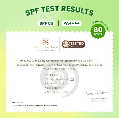 Picture of Dot & Key CICA Calming Mattifying Sunscreen SPF 50 PA++++ For Oily Acne Prone & Sensitive Skin UVA/UVB Protection 80gm