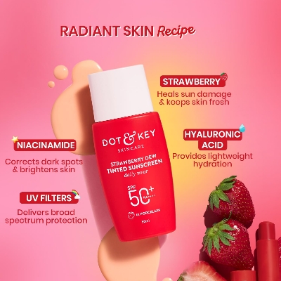 Picture of Dot & Key Strawberry Dew Tinted Sunscreen SPF 50+ Pa++++ - 01 Porcelain Protection Against UA/UB 50ml
