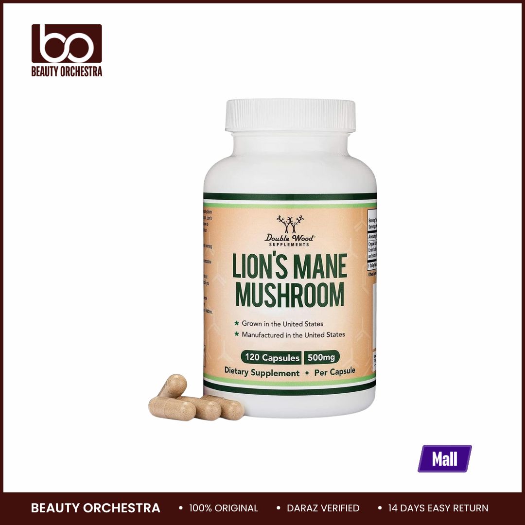 Picture of Double Wood Lions Mane Mushroom for Brain Support and Immune Health 500mg (120 Capsules)
